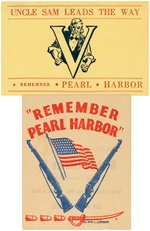 "REMEMBER PEARL HARBOR" WOOD PLAQUE PLUS TWO LARGE RPH WINDOW STICKERS.