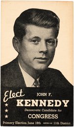 KENNEDY FOR CONGRESS RARE 1946 PRIMARY CAMPAIGN CARD.