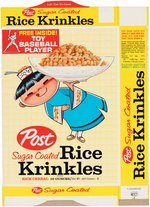 POST RICE KRINKLES FILE COPY CEREAL BOX FLAT WITH PREMIUM BASEBALL CARDS INCLUDING DUKE SNIDER (HOF).