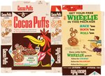 GENERAL MILLS COCOA PUFFS CANADIAN FILE COPY CEREAL BOX FLAT WITH WHEELIE PREMIUM.