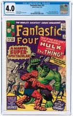 FANTASTIC FOUR #25 APRIL 1964 CGC 4.0 VG (THING VS. INCREDIBLE HULK ).