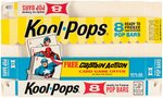 RARE CAPTAIN ACTION "KOOL POPS" BOX AND MAIL-AWAY CARD GAME SET.