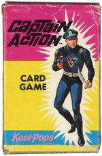 RARE CAPTAIN ACTION "KOOL POPS" BOX AND MAIL-AWAY CARD GAME SET.