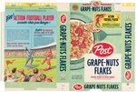 POST GRAPE-NUT FLAKES FILE COPY CANADIAN CEREAL BOX FLAT WITH ACTION FOOTBALL PLAYER OFFER & PREMIUMS.