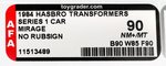 TRANSFORMERS SERIES 1 CAR MIRAGE AFA 90 NM+/MT (NO RUBSIGN).