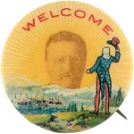 ROOSEVELT UNCLE SAM "WELCOME" SUNRISE BUTTON HAKE #74.