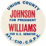 JOHNSON & WILLIAMS "UNION COUNTY" NEW JERSEY LABOR COATTAIL BUTTON.