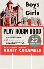 KRAFT CARAMELS ROBIN HOOD STORE DISPLAY PROOF & NEWSPAPER AD.