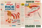 KELLOGG'S RICE KRISPIES & SUGAR POPS FILE COPY CEREAL BOX FLAT PAIR WITH EXPLODING BATTLESHIP OFFER.