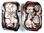 "FRED-WILMA-BETTY" FLINTSTONES POTTERY ASHTRAYS.