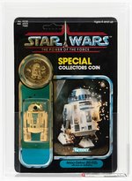 STAR WARS: THE POWER OF THE FORCE - ARTOO-DETOO (R2-D2) POP-UP LIGHTSABER 92 BACK AFA 75 Y-EX+/NM.