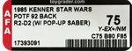 STAR WARS: THE POWER OF THE FORCE - ARTOO-DETOO (R2-D2) POP-UP LIGHTSABER 92 BACK AFA 75 Y-EX+/NM.