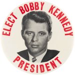 "ELECT BOBBY KENNEDY PRESIDENT" 1968 PORTRAIT BUTTON.