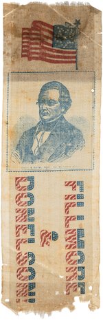 "FILLMORE & DONELSON!" COLORFUL 1856 CAMPAIGN RIBBON.