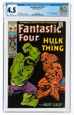 FANTASTIC FOUR #112 JULY 1971 CGC 4.5 VG+ (THING VS. INCREDIBLE HULK).