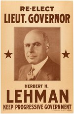 ROOSEVELT & LEHMAN "KEEP PROGRESSIVE GOVERNMENT" PAIR OF NEW YORK GUBERNATORIAL CAMPAIGN POSTERS.