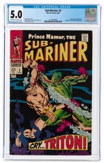 SUB-MARINER #2 JUNE 1968 CGC 5.0 VG/FINE.