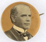 McKINLEY GOLD BACKGROUND BUTTON FEATURING UNUSUAL PORTRAIT.