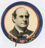 BRYAN BLUE BORDER AMERICAN SHIELD PORTRAIT BUTTON.