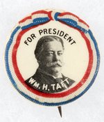 "FOR PRESIDENT Wm. H. TAFT" PATRIOTIC RIBBON MOTIF BUTTON.