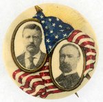 ROOSEVELT & FAIRBANKS WAVING AMERICAN FLAG JUGATE BUTTON.