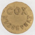 "COX ROOSEVELT" SCARCE RAISED LETTERS CLOTHING BUTTON.