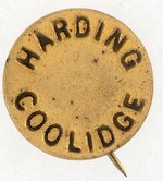 "HARDING COOLIDGE" SCARCE RAISED LETTERS 1920 PIN-BACK BUTTON.