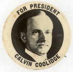 "FOR PRESIDENT CALVIN COLLIDGE" REAL PHOTO PORTRAIT BUTTON.