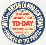 "DAVIS AND BRYAN CAMPAIGN FUND" 1924 CAMPAIGN POSTER STAMP.