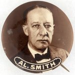 "AL. SMITH" LARGE SEPIA TONED PORTRAIT BUTTON.