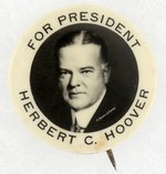 "FOR PRESIDENT HERBERT C. HOOVER" REAL  PHOTO PORTRAIT BUTTON.