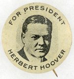 "FOR PRESIDENT HERBERT HOOVER" 1928 LITHO BUTTON.