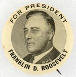 "FOR PRESIDENT FRANKLIN D. ROOSEVELT" PORTRAIT BUTTON.