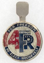 "FOR FREEDOM 4 FDR RE-ELECT ROOSEVELT" SCARCE EMBOSSED CARDSTOCK TAB.