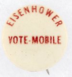 "EISENHOWER VOTE MOBILE" UNCOMMON IKE CAMPAIGN BUTTON.