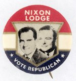 NIXON & LODGE "VOTE REPUBLICAN" PENNSYLVANIA JUGATE BUTTON VARIETY.