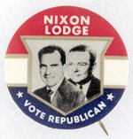 NIXON & LODGE "VOTE REPUBLICAN" PENNSYLVANIA JUGATE BUTTON VARIETY.