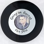 JOHNSON "GOING ON RECORD FOR YOU" VINYL RECORD PIN-BACK BADGE.