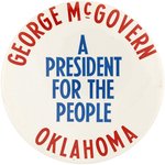 McGOVERN "OKLAHOMA" UNCOMMON 1972 SLOGAN BUTTON.