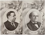 TAFT & BRYAN PAIR OF 1908 CAMPAIGN PORTRAIT POSTCARDS.