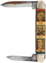 WASHINGTON, LINCOLN AND WILSON "DEMANDS MORE FREEDOM" POCKET KNIFE.