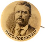 "THEO. ROOSEVELT" UNUSUAL & RARE PORTRAIT BUTTON UNLISTED IN HAKE.