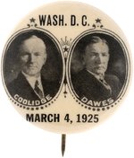 COOLIDGE & DAWES "MARCH 4, 1925" INAUGURAL JUGATE BUTTON HAKE #2002.