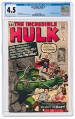 INCREDIBLE HULK #5 JANUARY 1963 CGC 4.5 VG+.