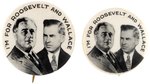 ROOSEVELT & WALLACE PAIR OF 1940 JUGATE BUTTONS INCLUDING RARE 1" VARIETY.
