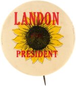 "LANDON FOR PRESIDENT" ATTRACTIVE HIGHLY DETAILED SUNFLOWER BUTTON.
