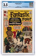 FANTASTIC FOUR #15 JUNE 1963 CGC 3.5 VG- (FIRST MAD THINKER & AWESOME ANDROID).