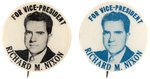 "FOR VICE PRESIDENT RICHARD M. NIXON" PAIR OF PORTRAIT BUTTONS INC. RARE BLUE VARIETY.
