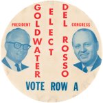 "ELECT GOLDWATER DEL ROSSO" RARELY OFFERED NEW YORK COATTAIL JUGATE.