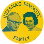 BARRY & MARGARET GOLDWATER "INDIANA'S FAVORITE FAMILY" BUTTON.